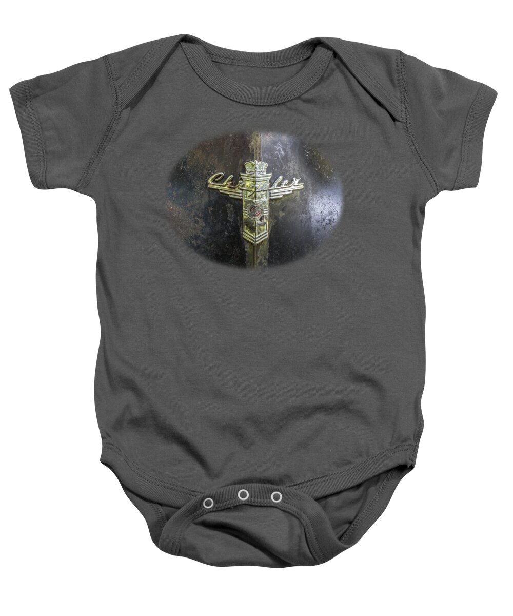 1930s Baby Onesie featuring the photograph Chrysler Hood Ornament by Debra and Dave Vanderlaan