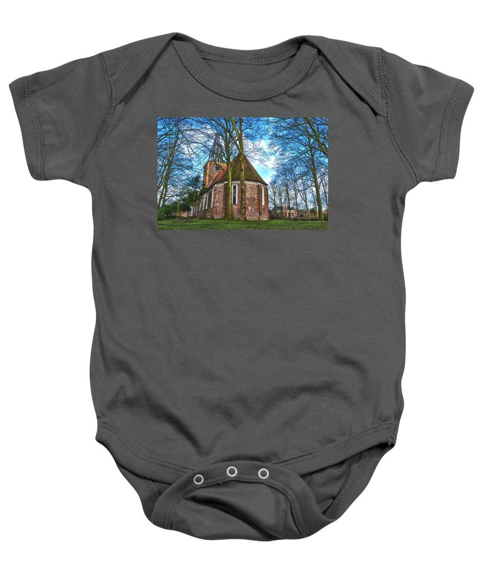 Tower Baby Onesie featuring the photograph Church in Winsum by Frans Blok
