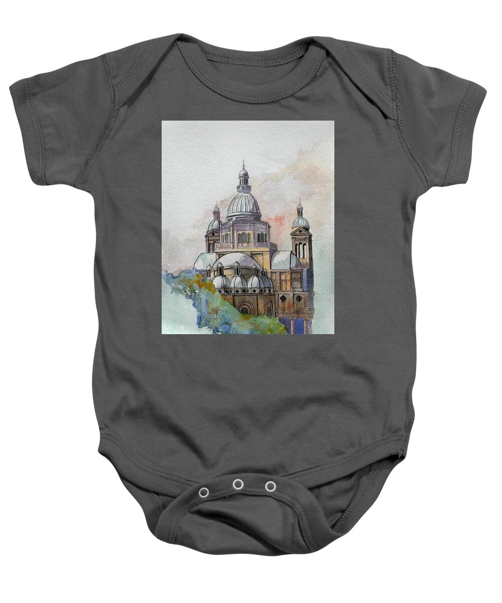 Religion Baby Onesie featuring the painting Church of Christ the King by Ray Agius