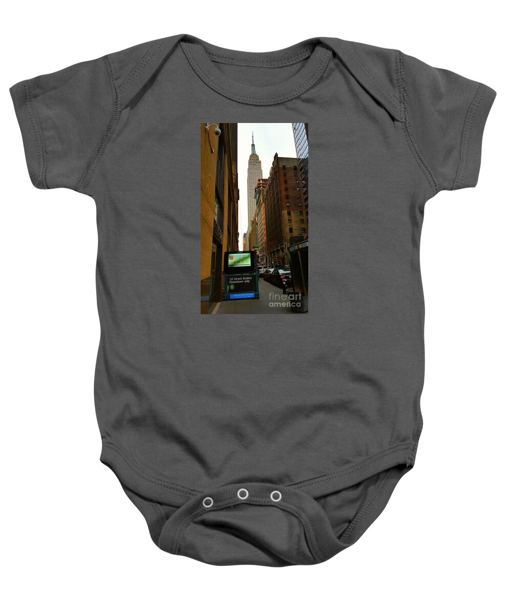 Subway Baby Onesie featuring the photograph City by the Subway by Jamel Thomas