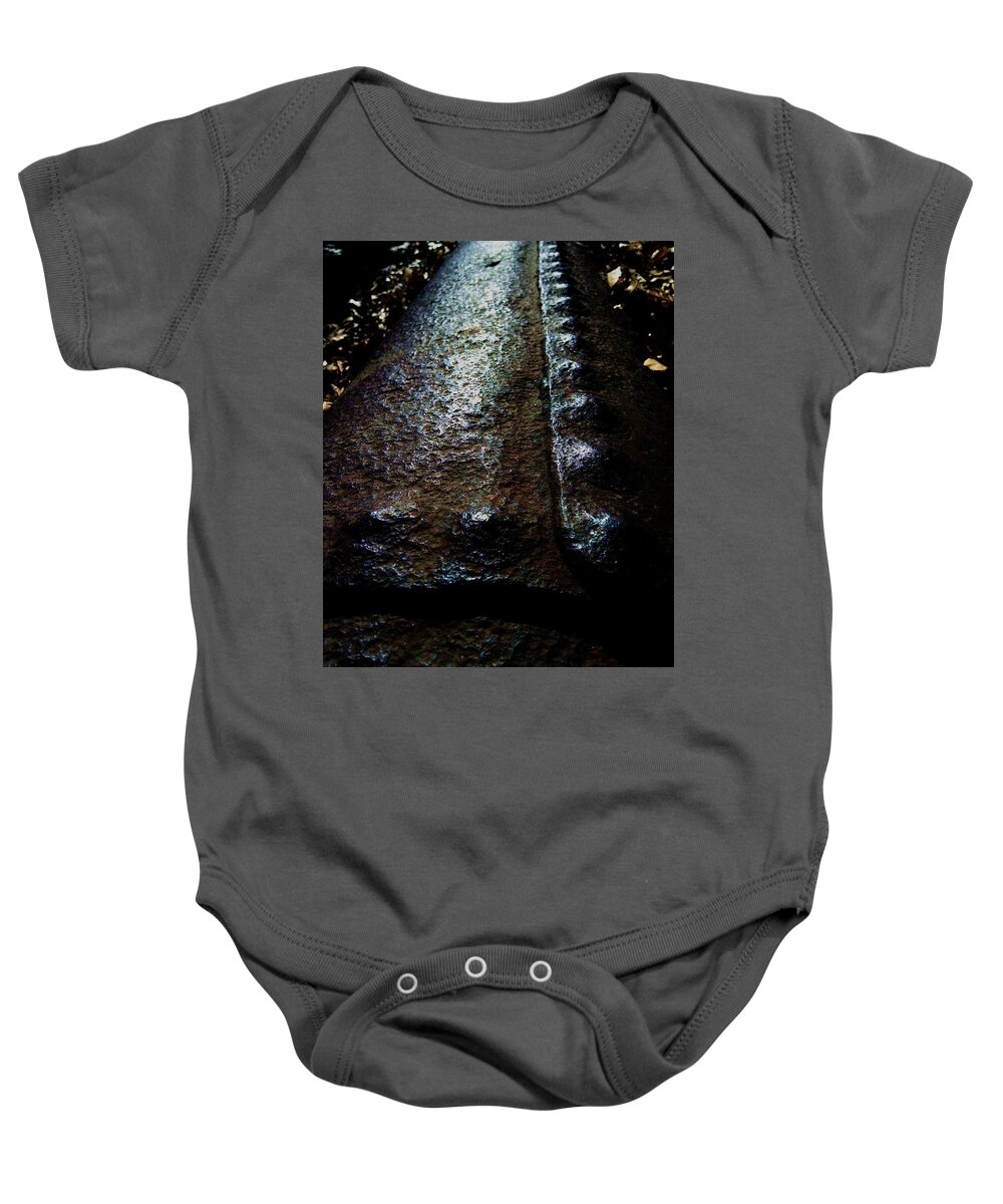 Rust Baby Onesie featuring the photograph Clad and Weathered by Vincent Green