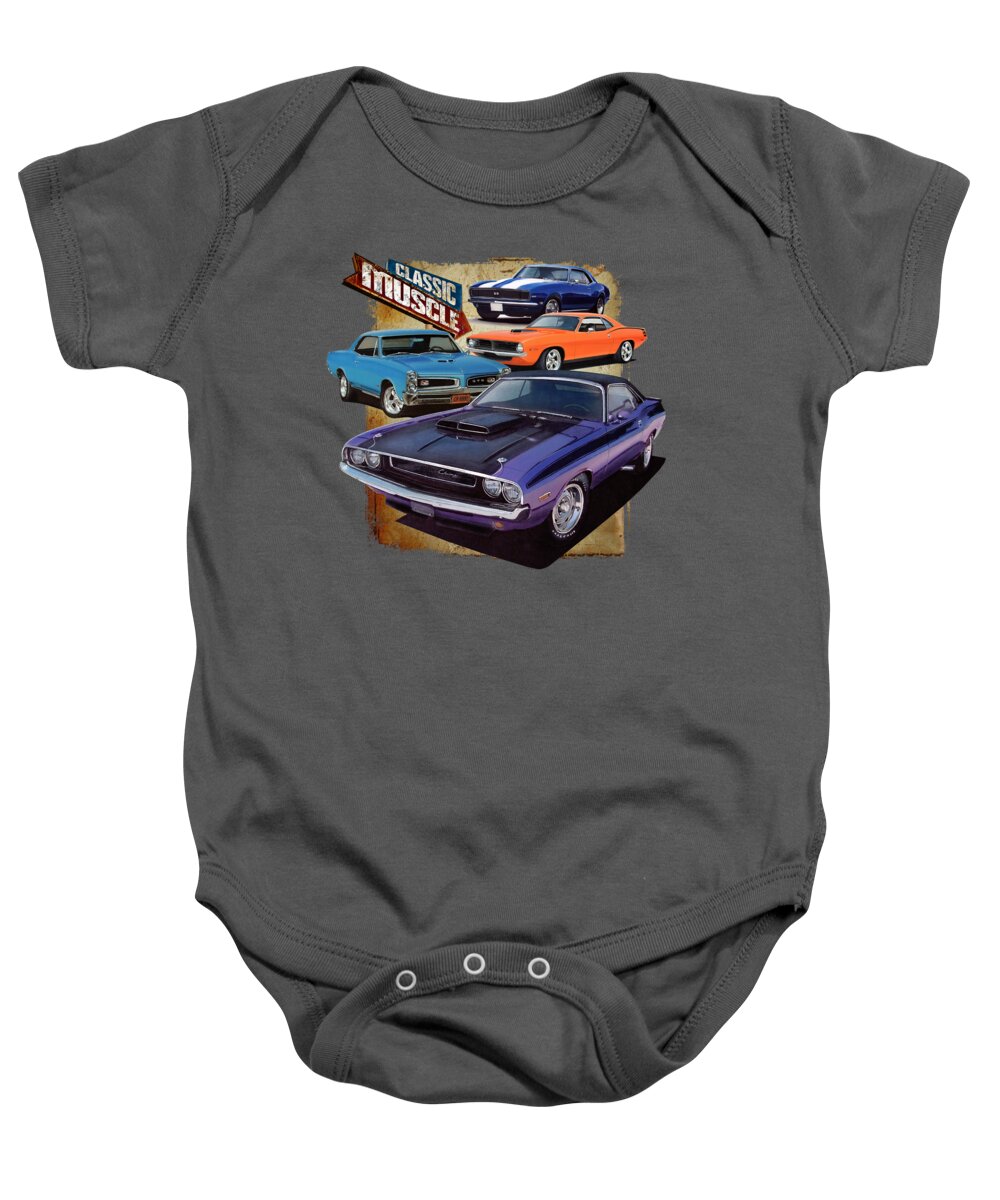 Classic Baby Onesie featuring the digital art Classic Muscle by Paul Kuras