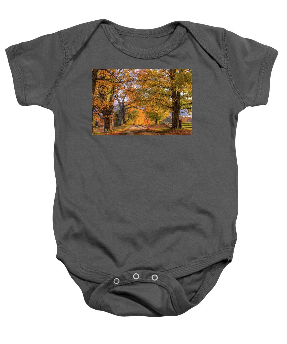 Autumn Baby Onesie featuring the photograph Classic Vermont Fall by Tim Kirchoff