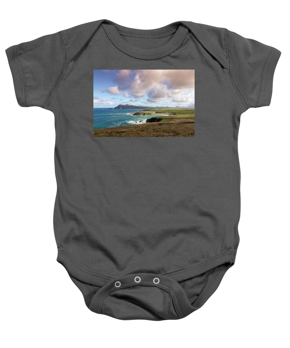 Clogher Strand Baby Onesie featuring the photograph Clogher Strand and Ceann Sibeal by Mark Callanan
