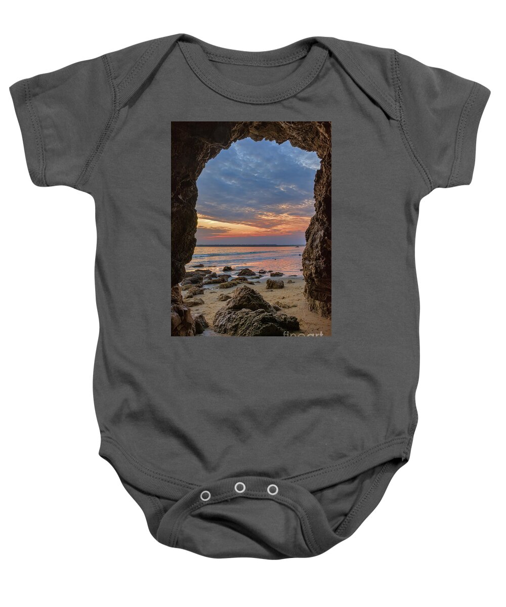 Cloudy Baby Onesie featuring the photograph Cloudy Sunset at Low Tide by Eddie Yerkish
