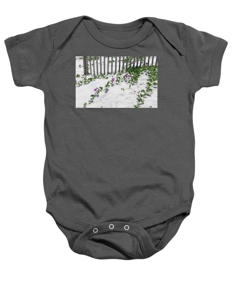 Sand Baby Onesie featuring the photograph Coastal Flowers by Dorothy Cunningham