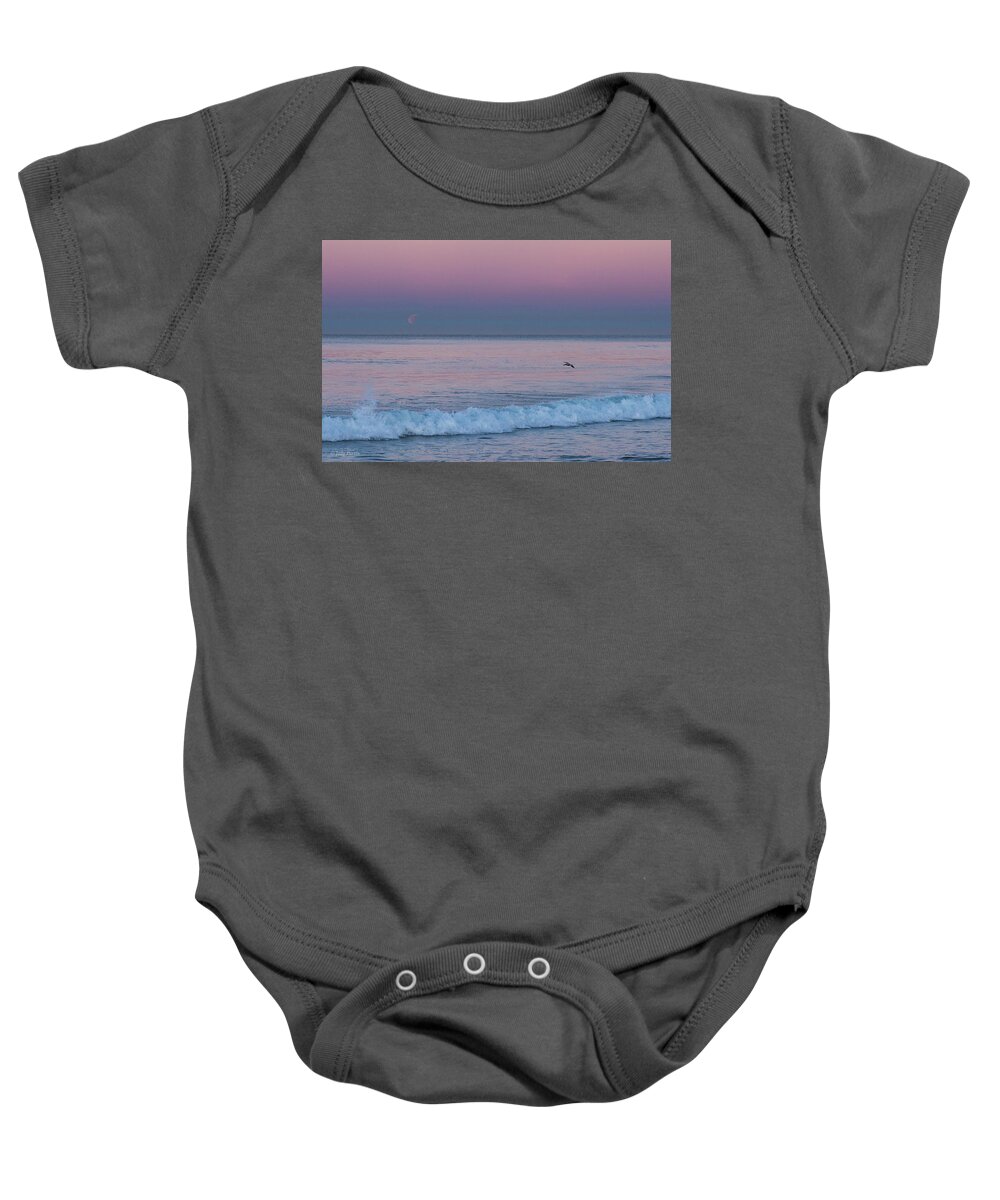 Moon Baby Onesie featuring the photograph Coastal Moonset by Jody Partin