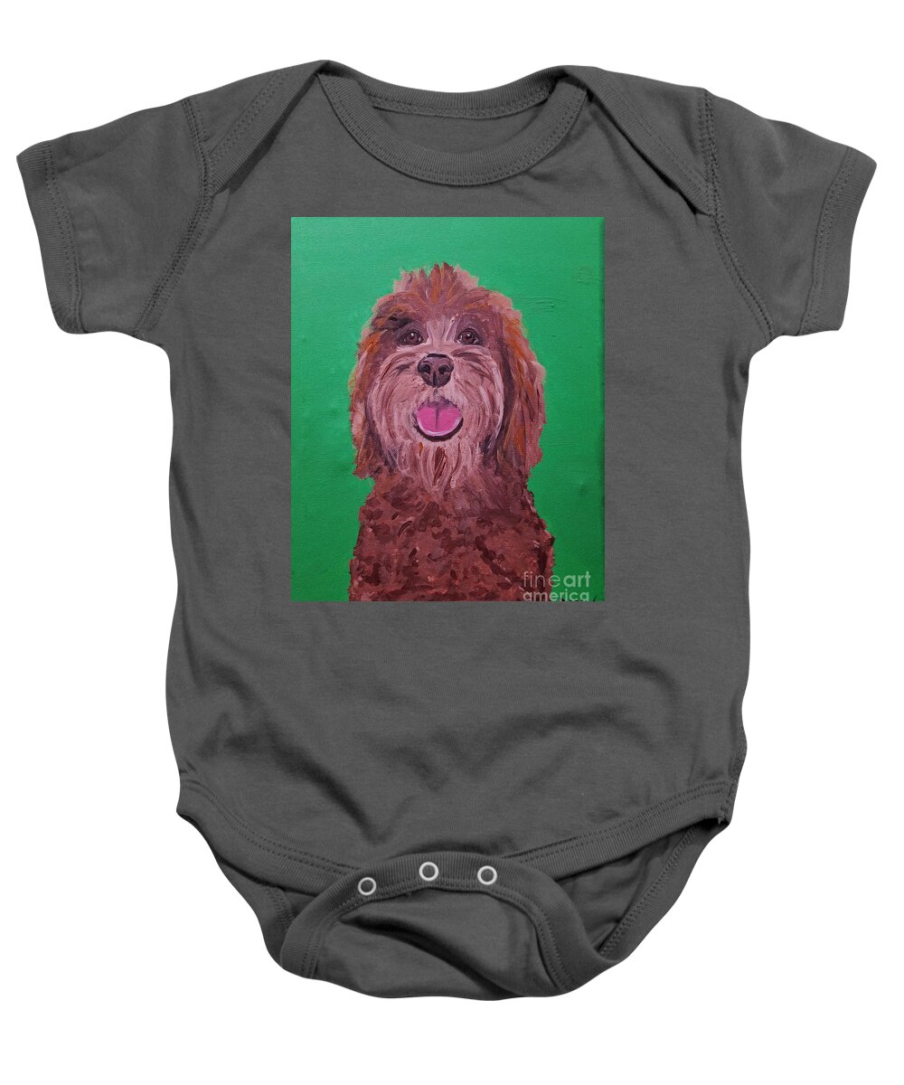 Pet Portrait Baby Onesie featuring the painting Coco Date With Paint Nov 20th by Ania M Milo