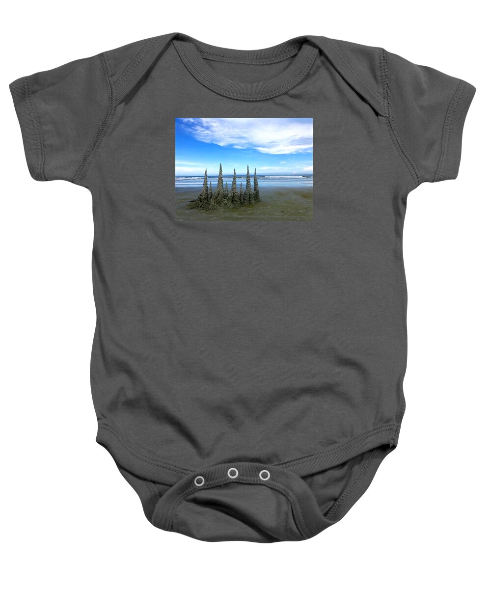 Florida Baby Onesie featuring the photograph Cocoa Beach Sandcastles by Amelia Racca
