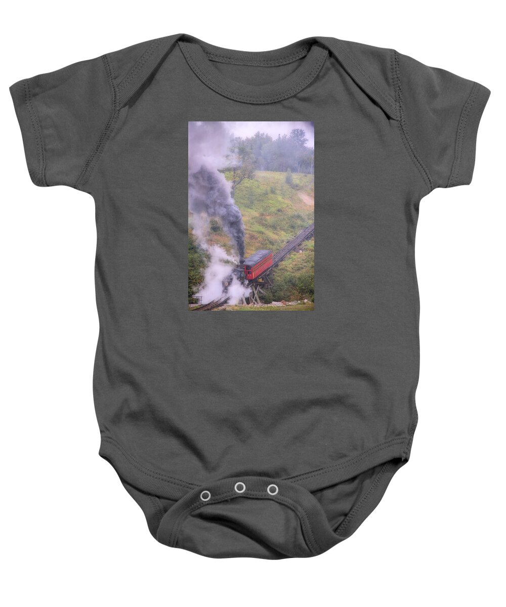 Cog Baby Onesie featuring the photograph Cog Railway Car by Natalie Rotman Cote