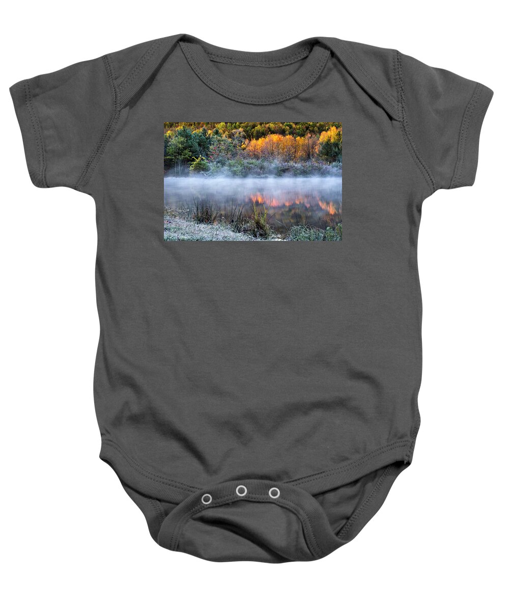 Sunrise Baby Onesie featuring the photograph Cold Fire Sunrise Landscape by Christina Rollo