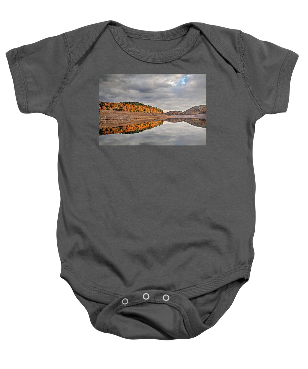 Waterscape Baby Onesie featuring the photograph Colebrook Reservoir - in drought by Tom Cameron