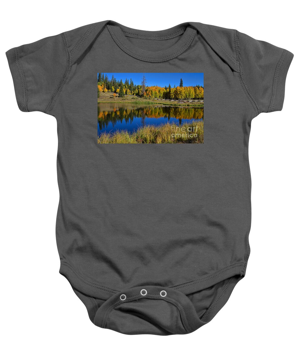 Autumn Reflection Baby Onesie featuring the photograph Colorado Autumn Morning by Jim Garrison