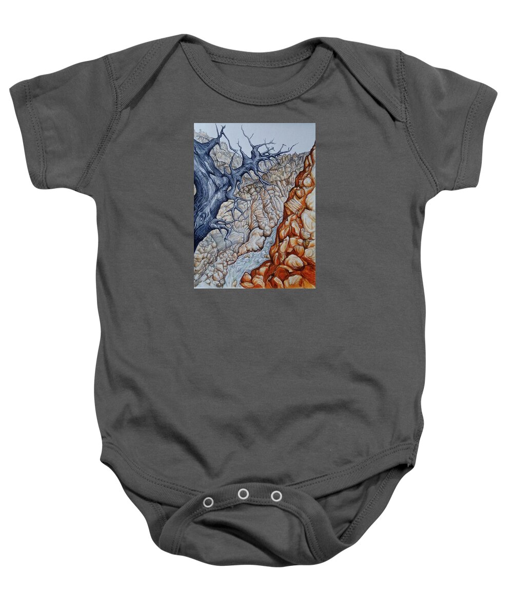 Abstract Baby Onesie featuring the drawing Colorado Canyon by Leizel Grant