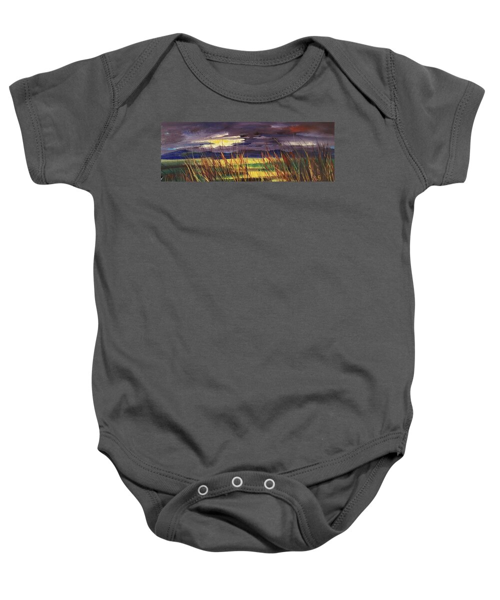 #54 Colored Grass Baby Onesie featuring the painting Colored Grass       54 by Cheryl Nancy Ann Gordon