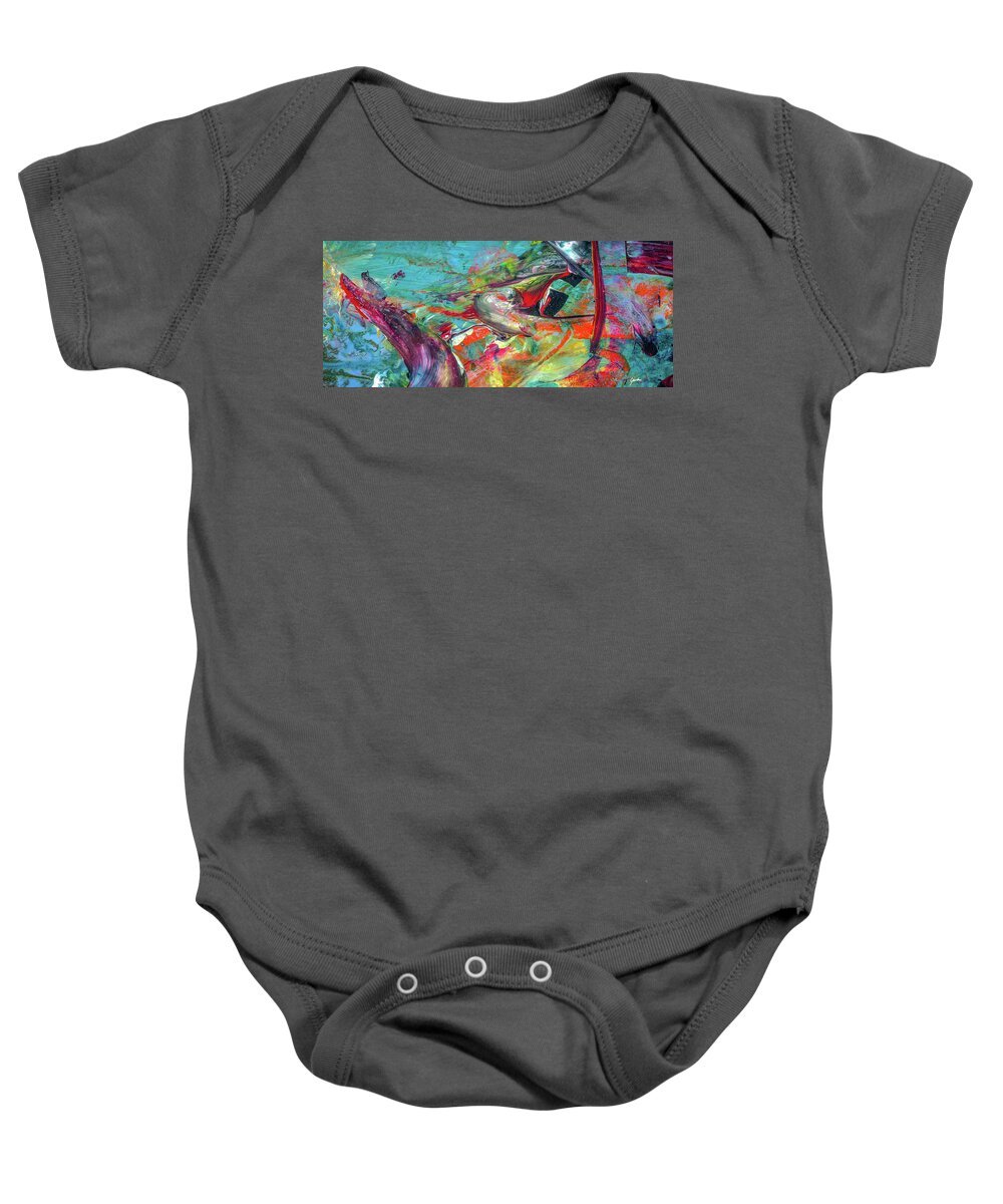 Abstract Baby Onesie featuring the painting Colorful Puffin Bird Art - Happy Abstract Animal Birds Painting by Modern Abstract
