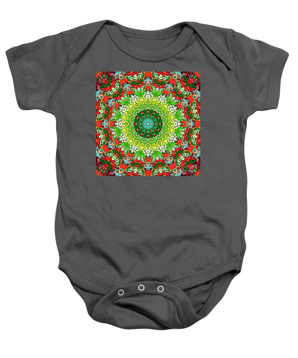 Red Baby Onesie featuring the digital art Colors of Christmas Abstract by Phil Perkins