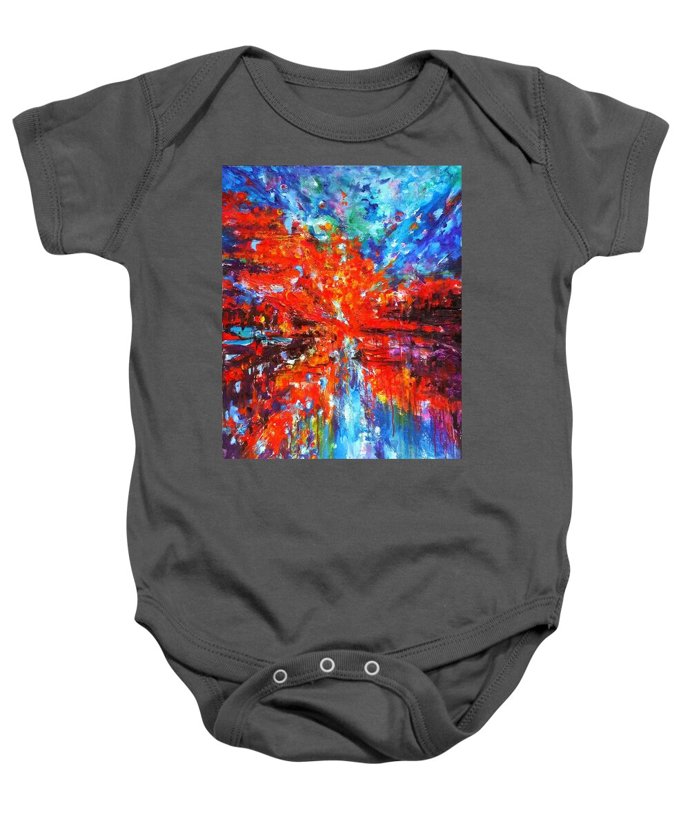 Energy Spiritual Art Baby Onesie featuring the painting Composition # 2. Series Abstract Sunsets by Helen Kagan