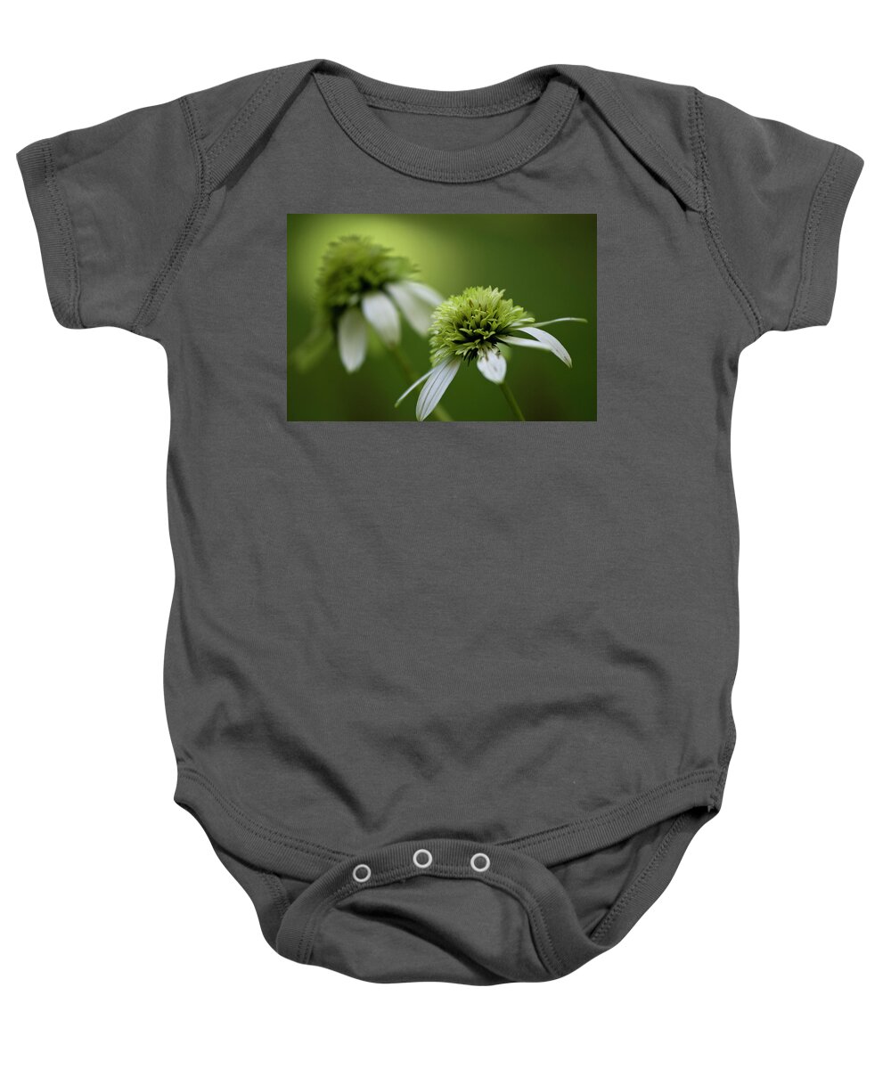 Green Baby Onesie featuring the photograph Coneflowers by Karen Smale