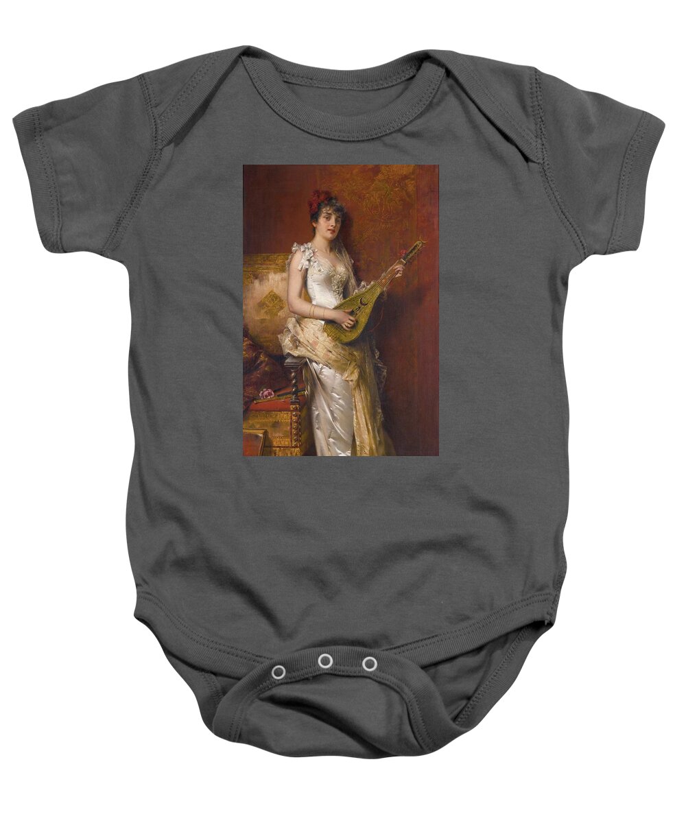 Conrad Pebble German 1846-1921 Daydreams Baby Onesie featuring the painting Conrad Pebble German by MotionAge Designs