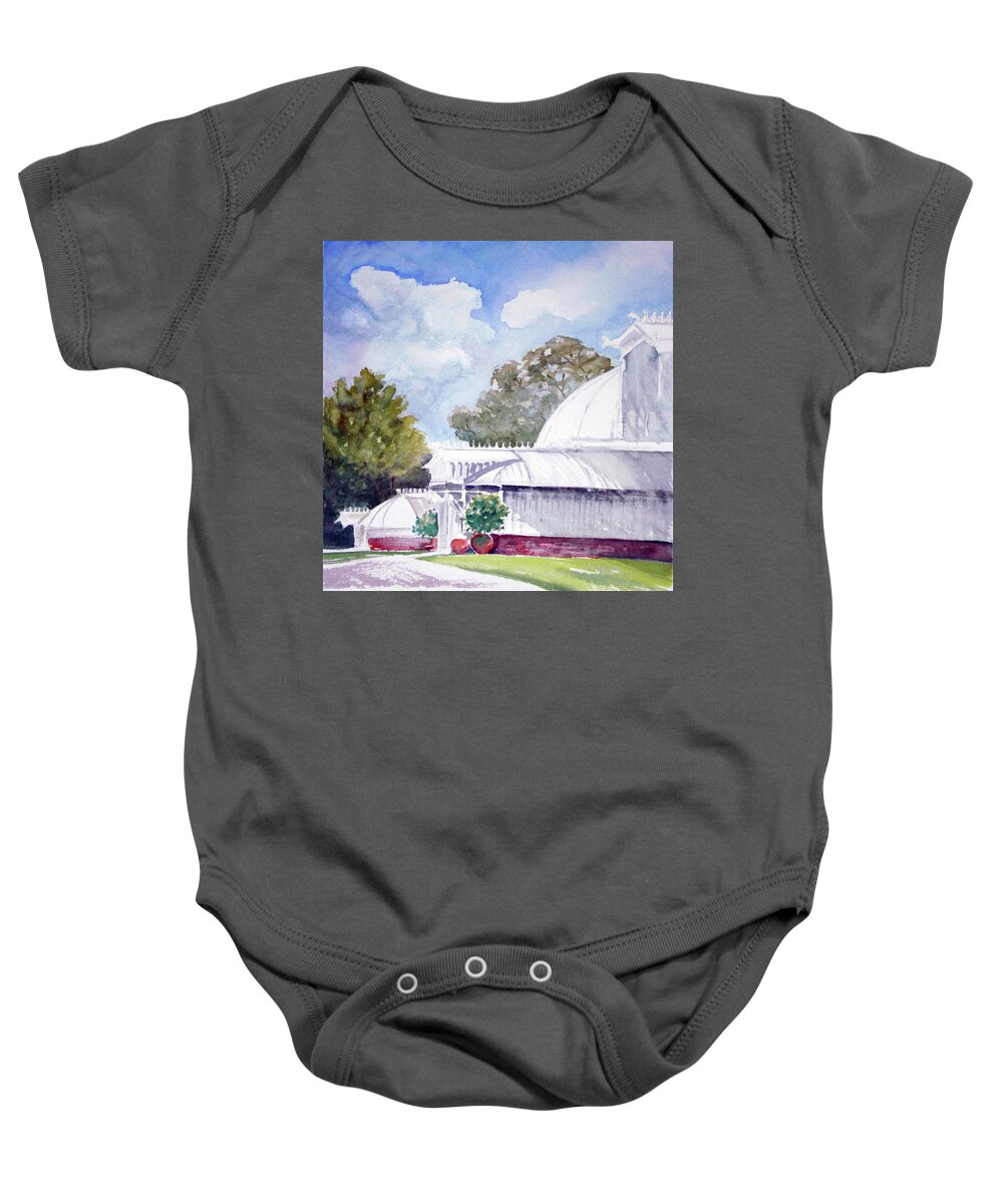 Golden Gate Park Baby Onesie featuring the mixed media Conservatory of Flowers by Karen Coggeshall