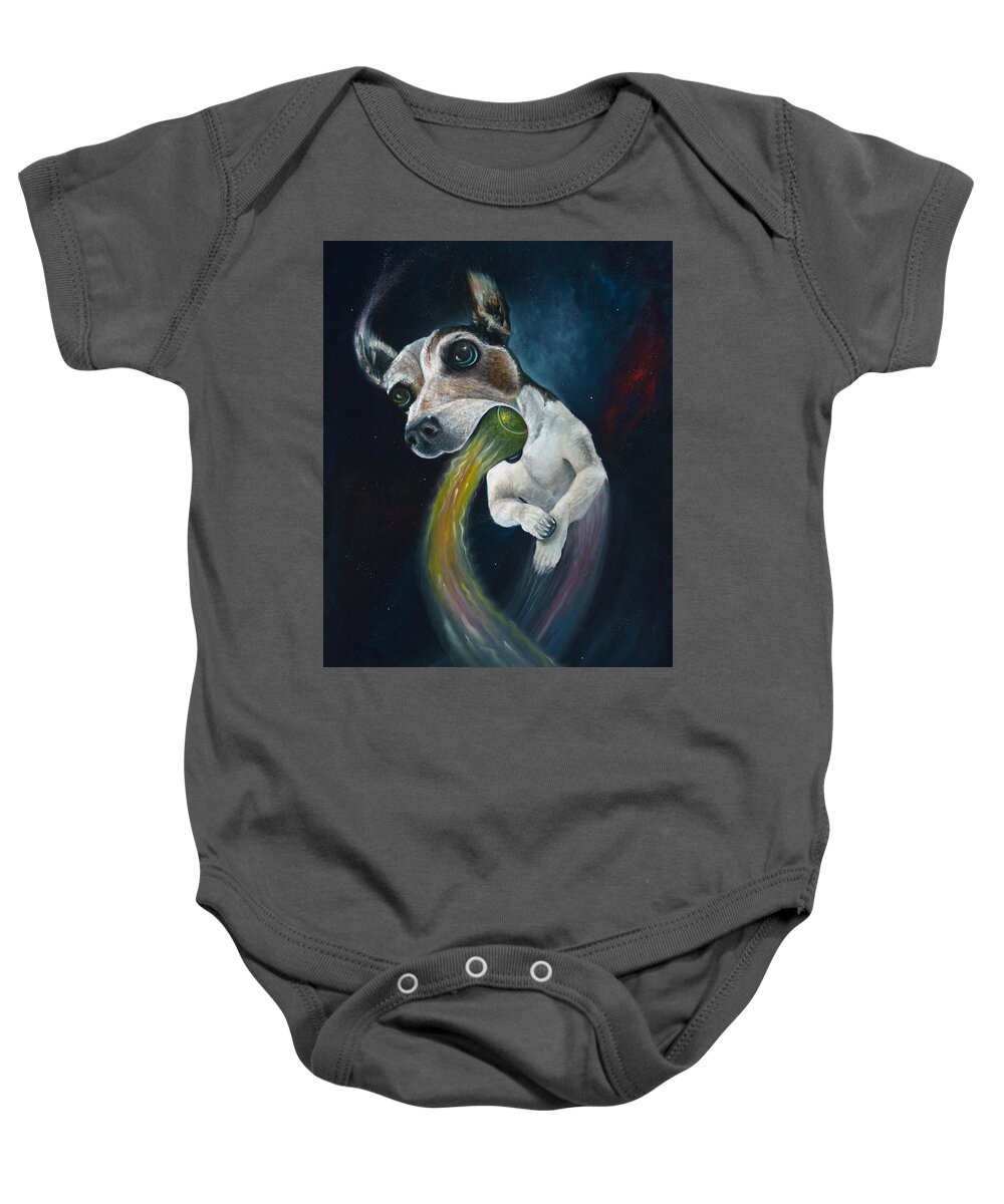 Dog Baby Onesie featuring the painting Cosmojo by Claudia Goodell