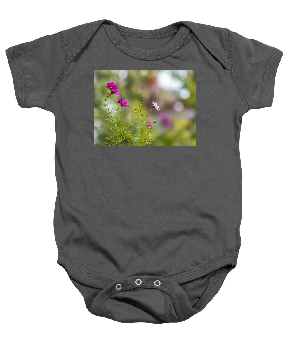 Terry D Photography Baby Onesie featuring the photograph Cosmos Flowers by Terry DeLuco