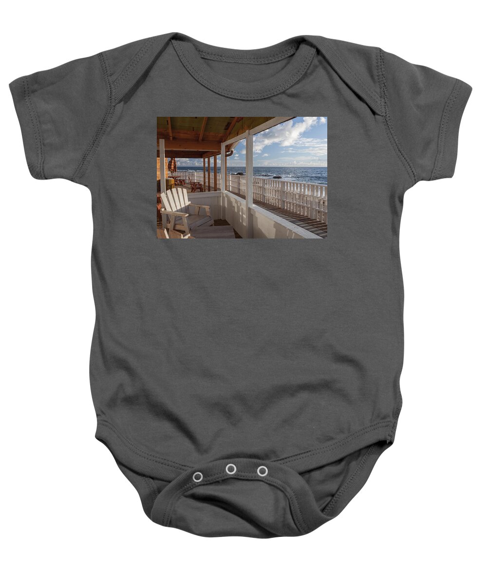 Cottage Baby Onesie featuring the photograph Cottage by the Sea by Cliff Wassmann