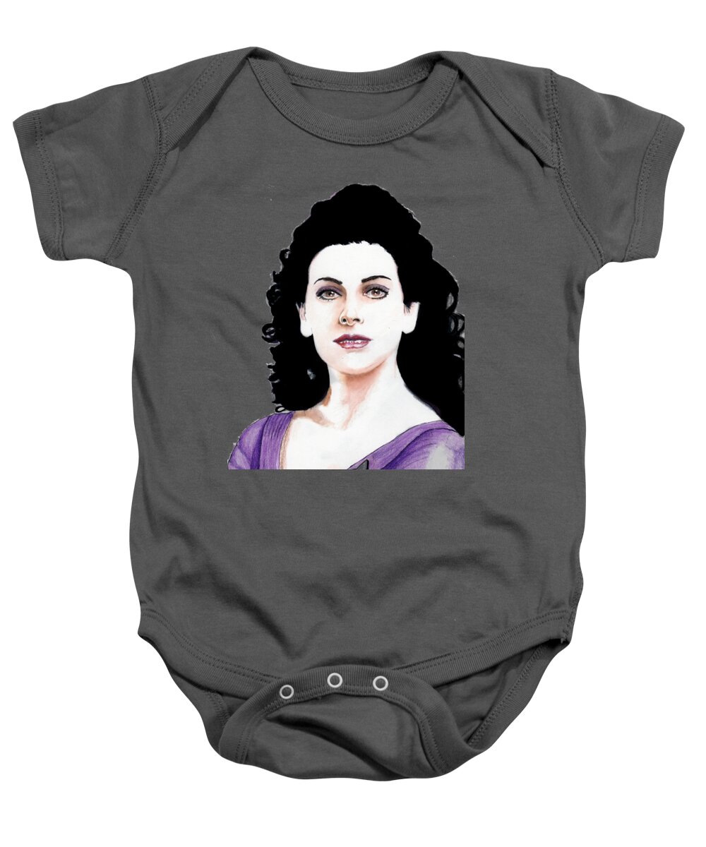 Counselor Baby Onesie featuring the drawing Counselor Deanna Troi by Bill Richards