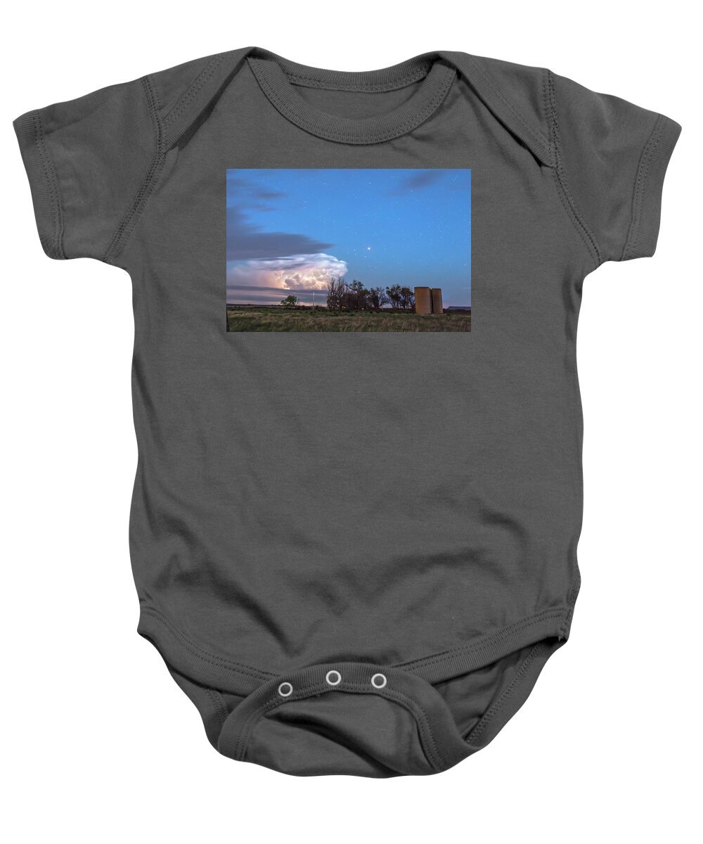 Lightning Baby Onesie featuring the photograph Country Storm Gone By by James BO Insogna