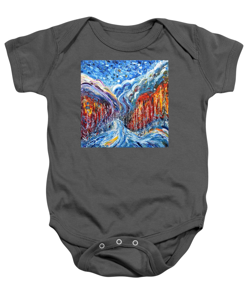 Courmayeur Baby Onesie featuring the painting Courmayeur And Mt Blanc by Pete Caswell