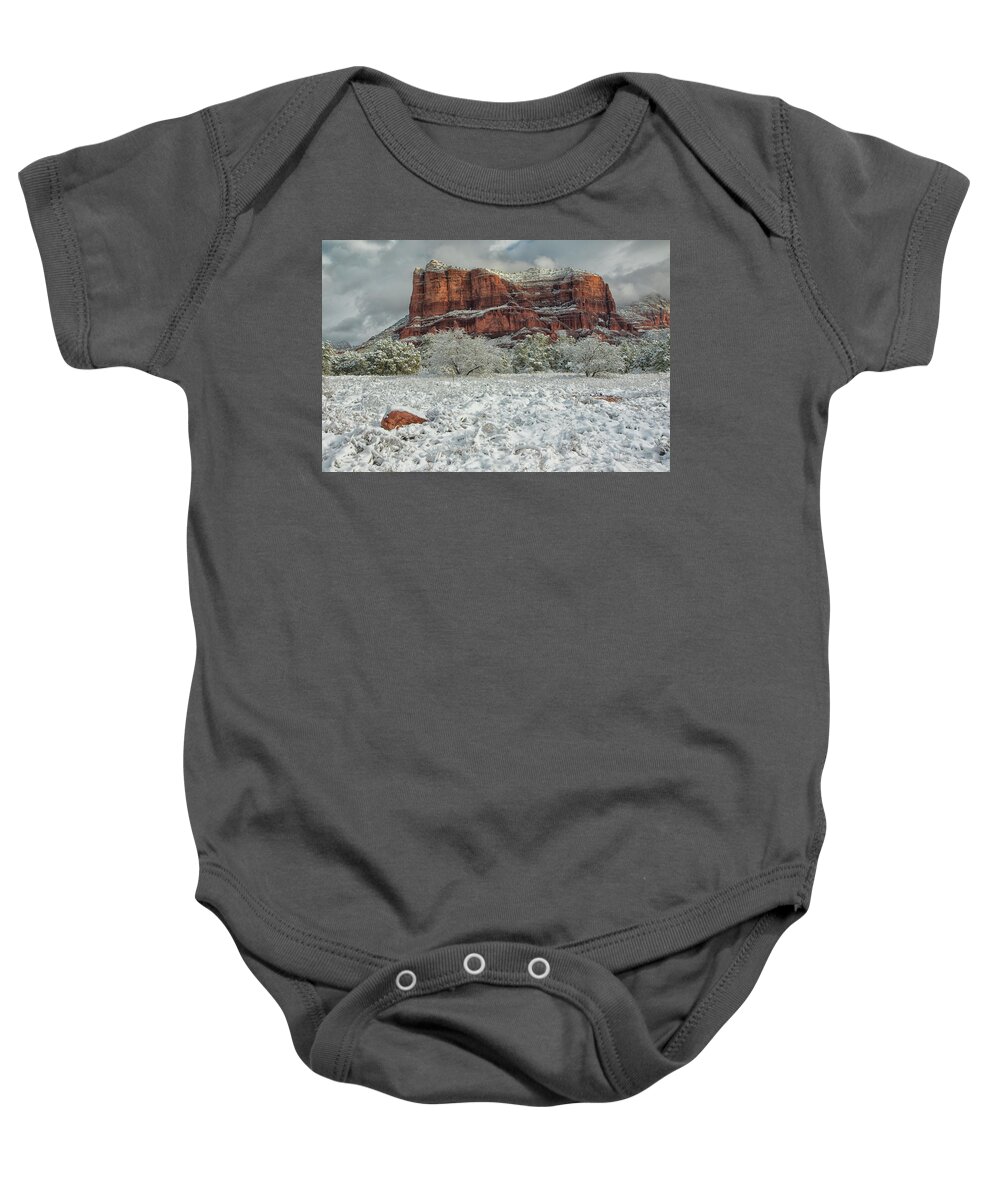 Courthouse Rock Baby Onesie featuring the photograph Courthouse in Winter by Tom Kelly