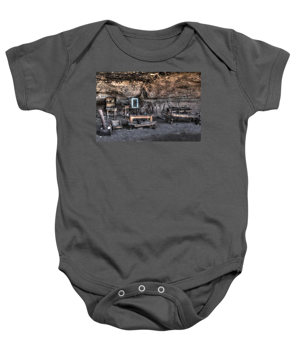 Photograph Baby Onesie featuring the photograph Cowboy Camp 1880s by Richard Gehlbach