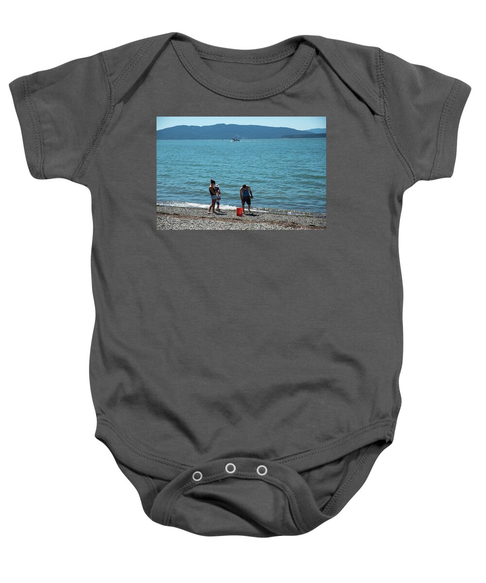 Crabbing Family Baby Onesie featuring the photograph Crabbing Family by Tom Cochran