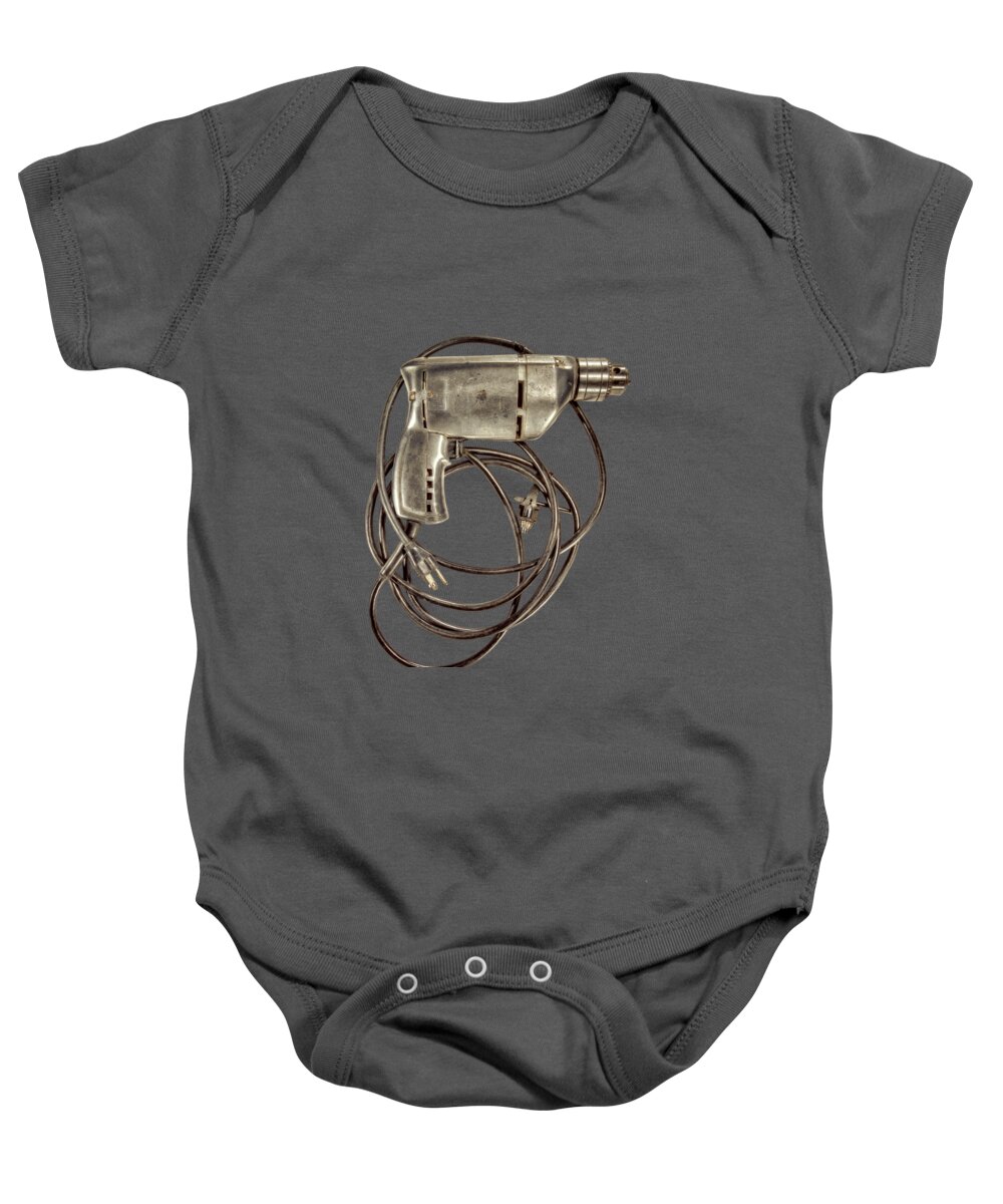 Antique Baby Onesie featuring the photograph Craftsman Drill Motor BS on Black by YoPedro