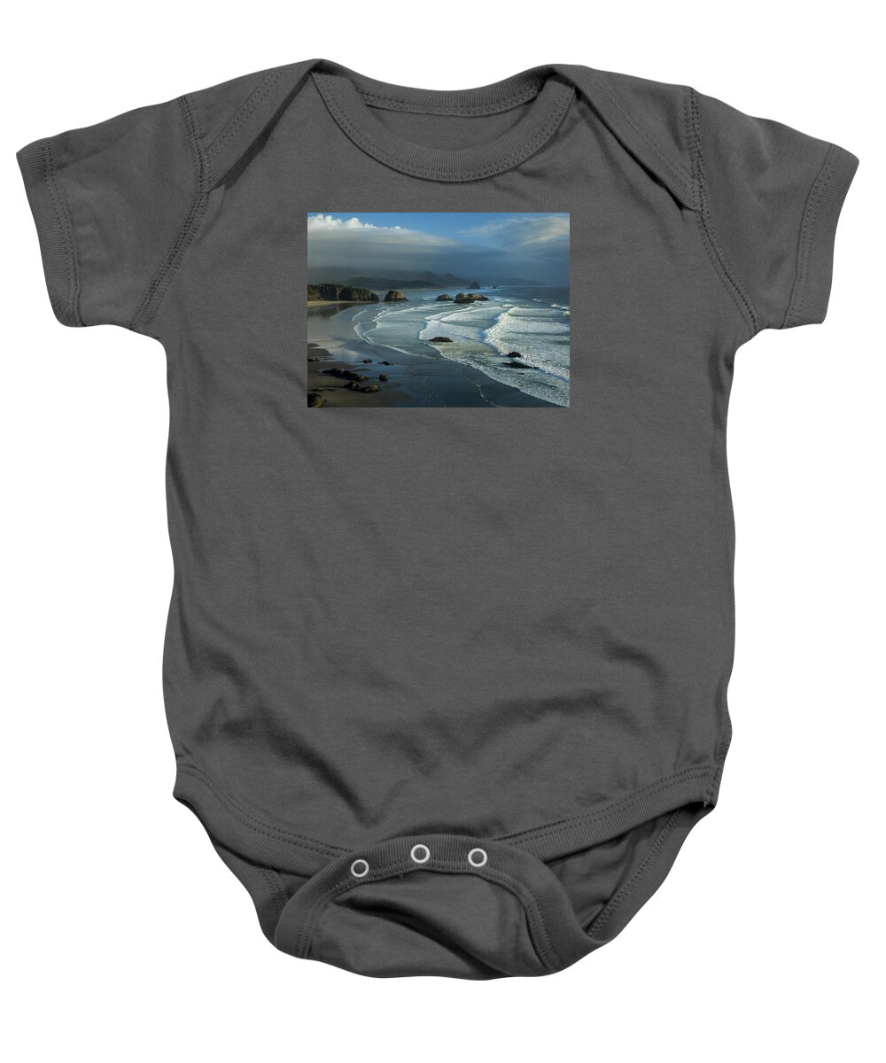 Beach Baby Onesie featuring the photograph Crescent Beach and Surf by Robert Potts