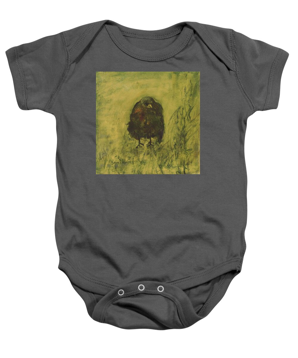 Bird Baby Onesie featuring the painting Crow 26 by David Ladmore
