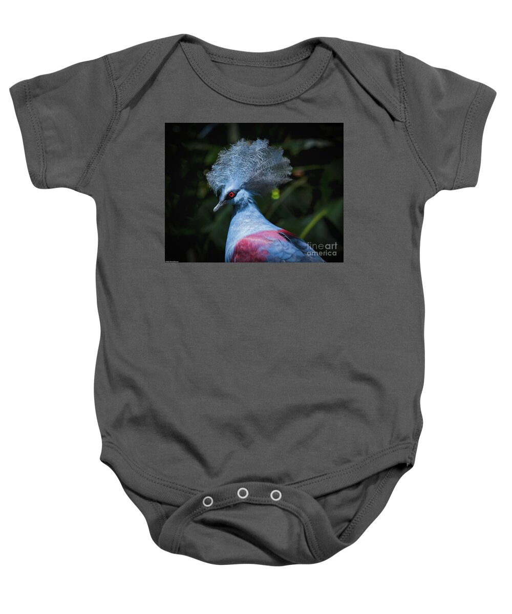 Crowned Pigeon Baby Onesie featuring the photograph Crowned Pigeon by Mitch Shindelbower