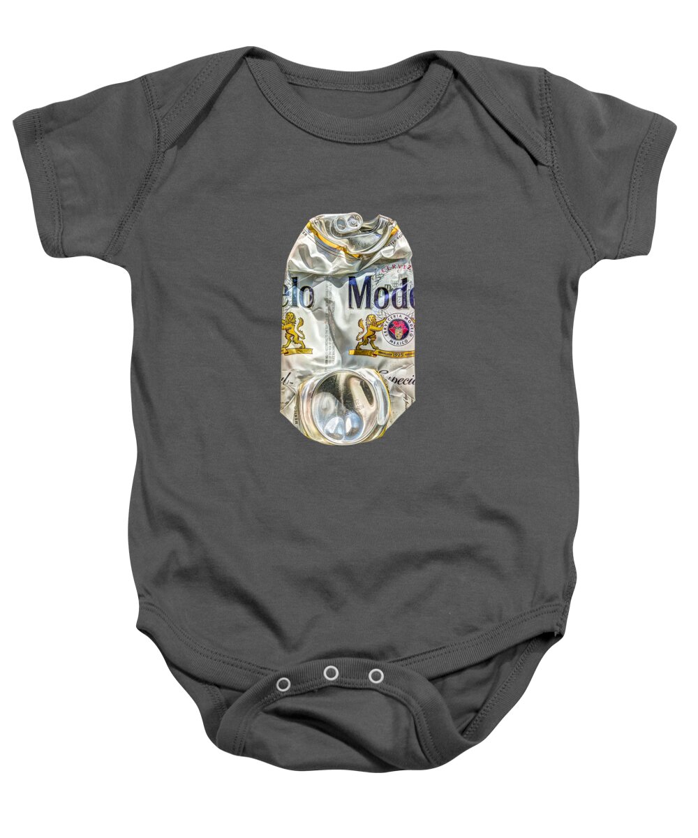 Beer Can Baby Onesie featuring the photograph Crushed Beer Can Especial on Plywood 82 by YoPedro