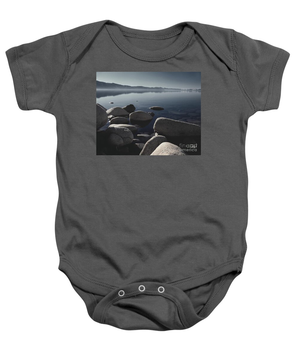 Black And White Baby Onesie featuring the photograph Crystal Bay Reflections 2 by Vance Fox