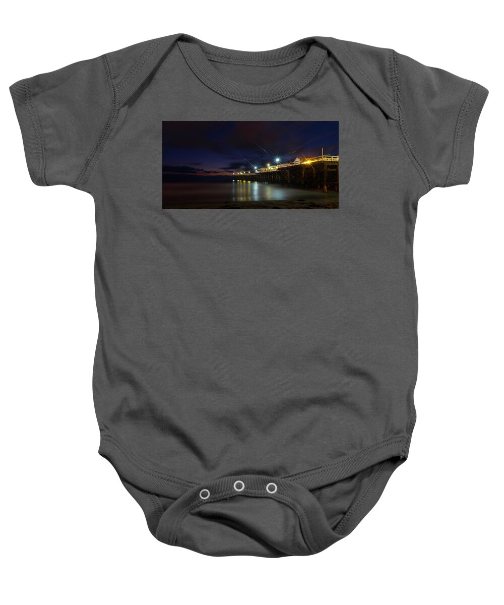 2017 Baby Onesie featuring the photograph Crystal Beach Pier Blue Hour by James Sage