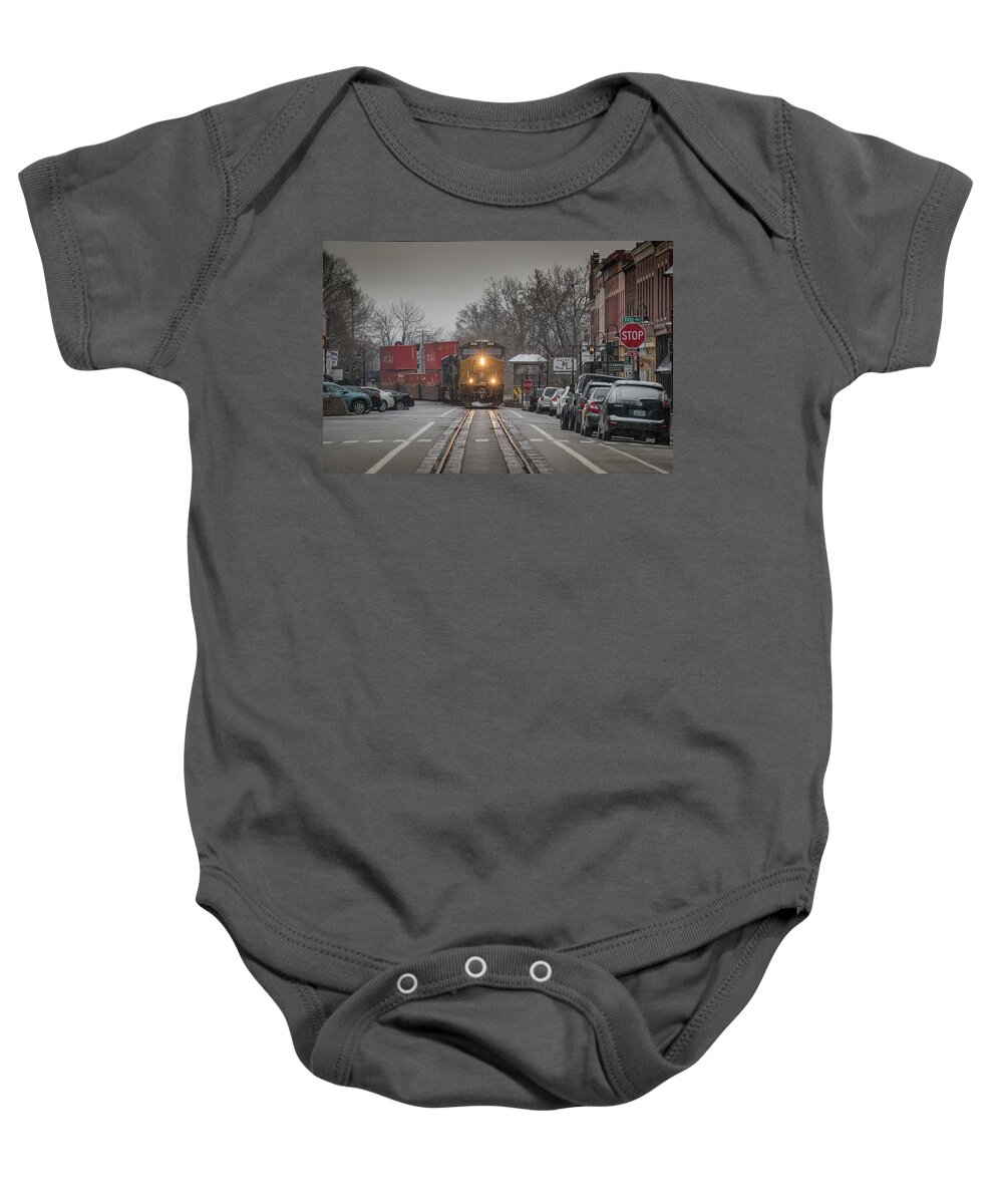 Landscape Baby Onesie featuring the photograph CSX Q133-29 at LaGrange Ky by Jim Pearson