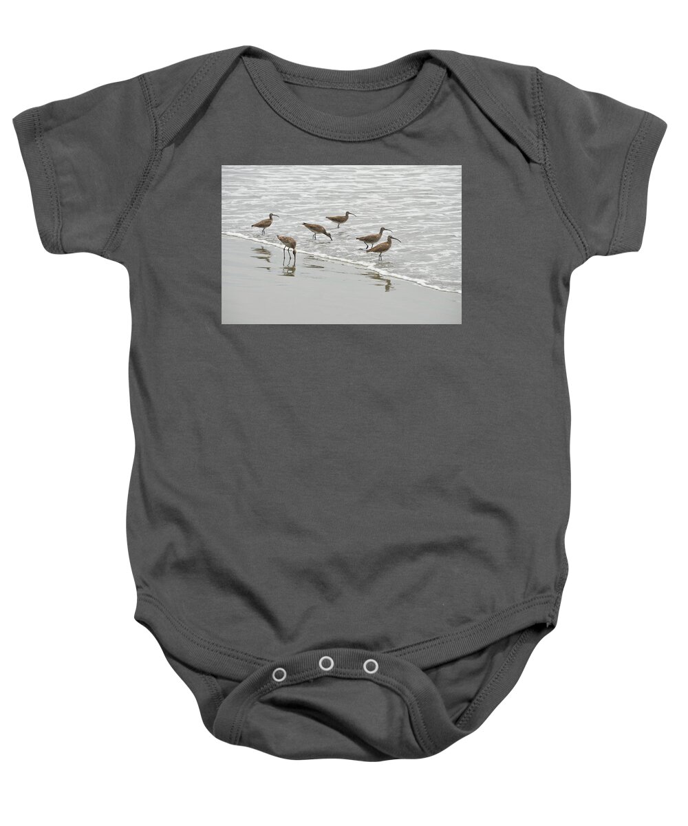 Birds Baby Onesie featuring the photograph Curlews at the Beach by Erik Burg