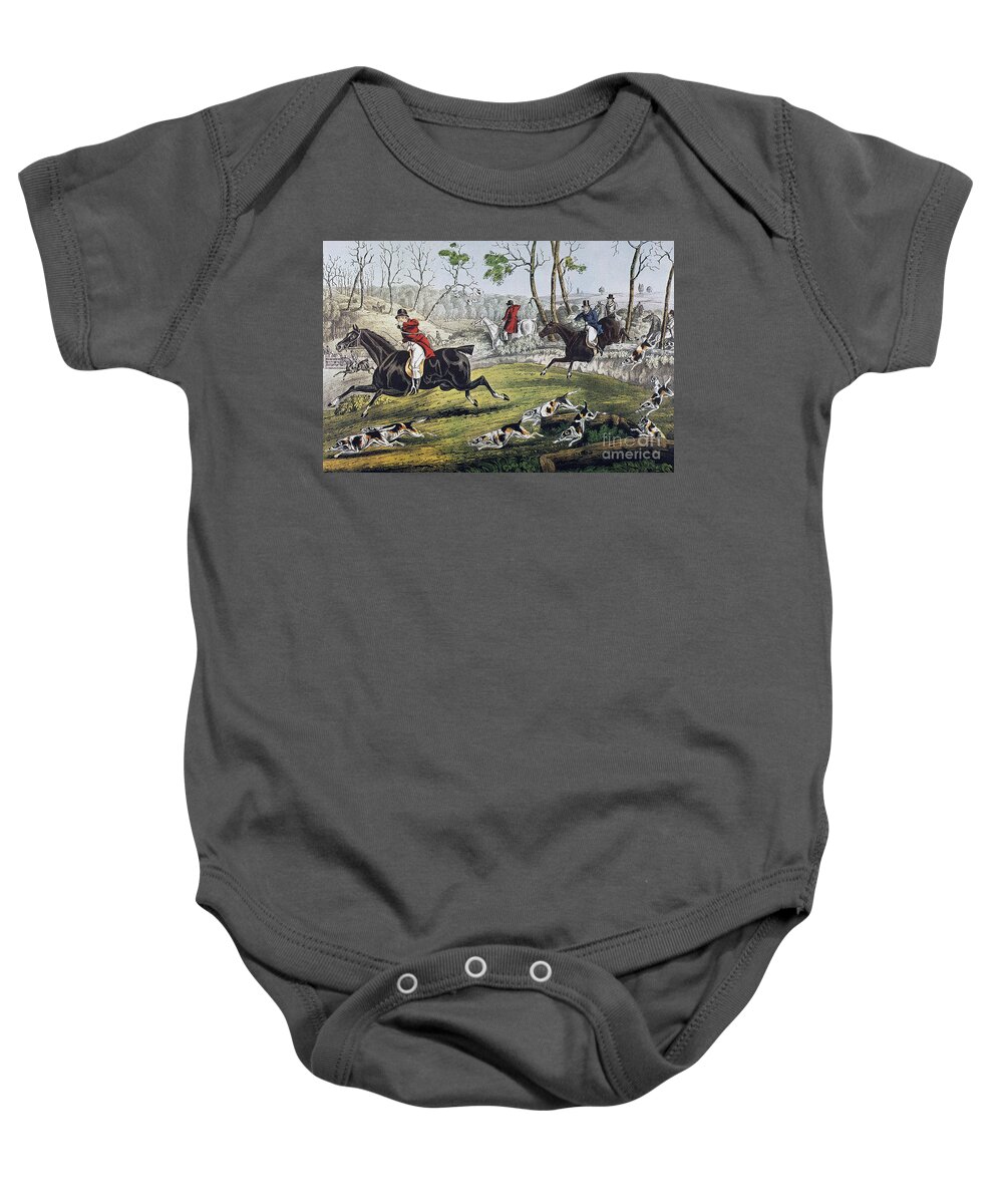 1846 Baby Onesie featuring the photograph Currier: Fox Chase/gone Away by Granger