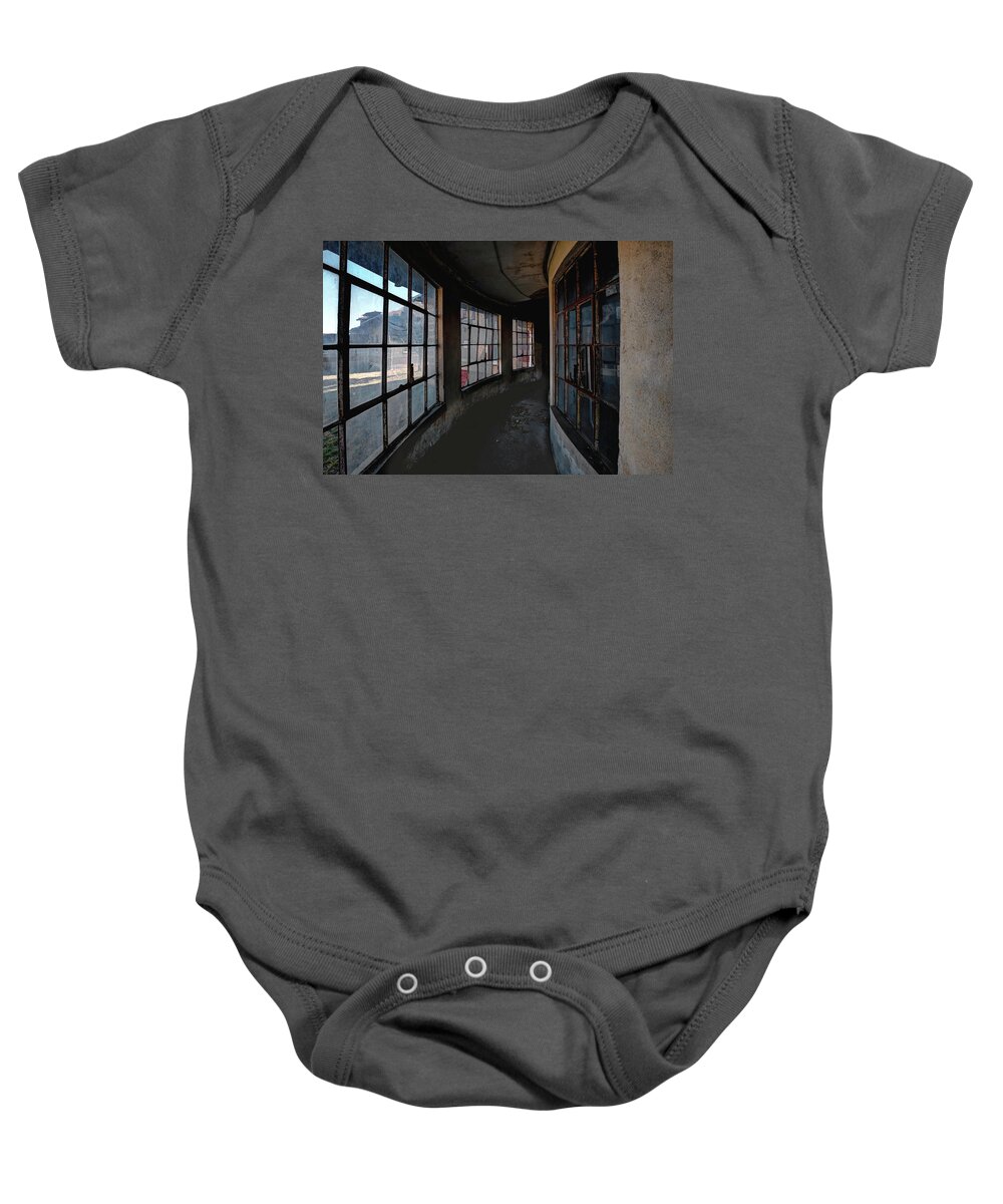 Jersey City New Jersey Baby Onesie featuring the photograph Curved Hallway by Tom Singleton