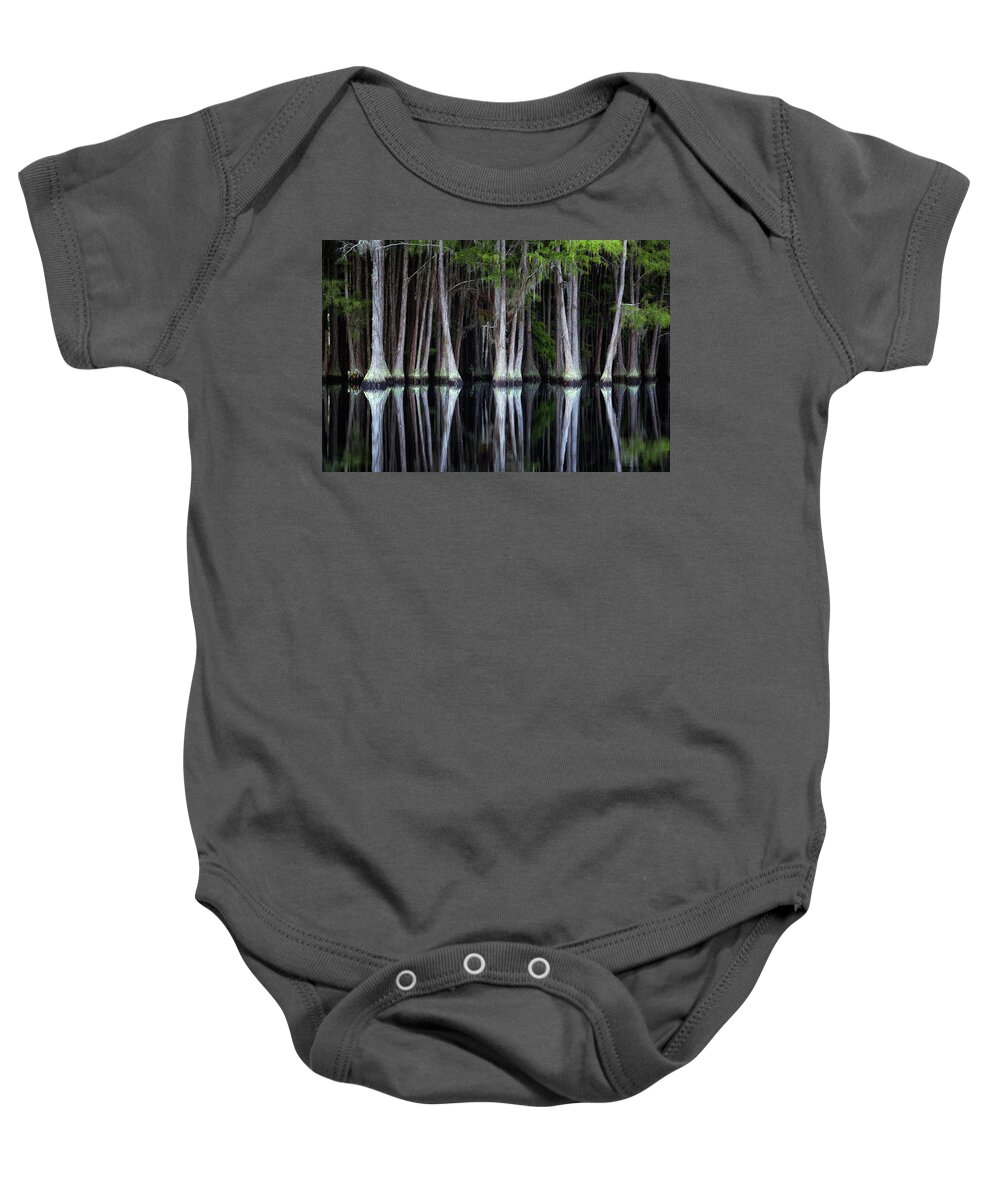Abstract Baby Onesie featuring the photograph Cypress Spine by Alex Mironyuk