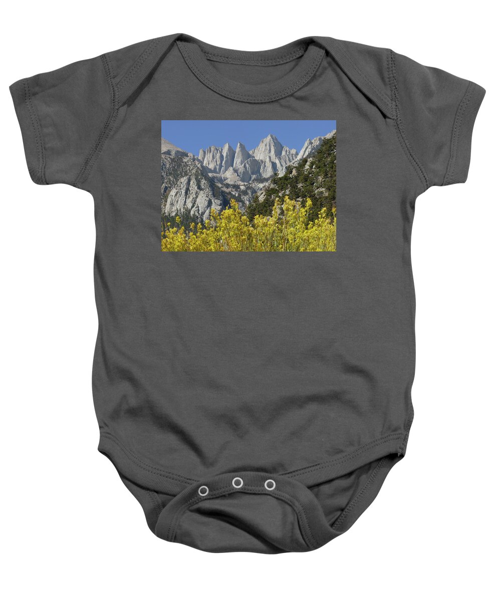 D2m6450 Baby Onesie featuring the photograph D2M6450 Mt. Whitney and Rabbit Brush by Ed Cooper Photography
