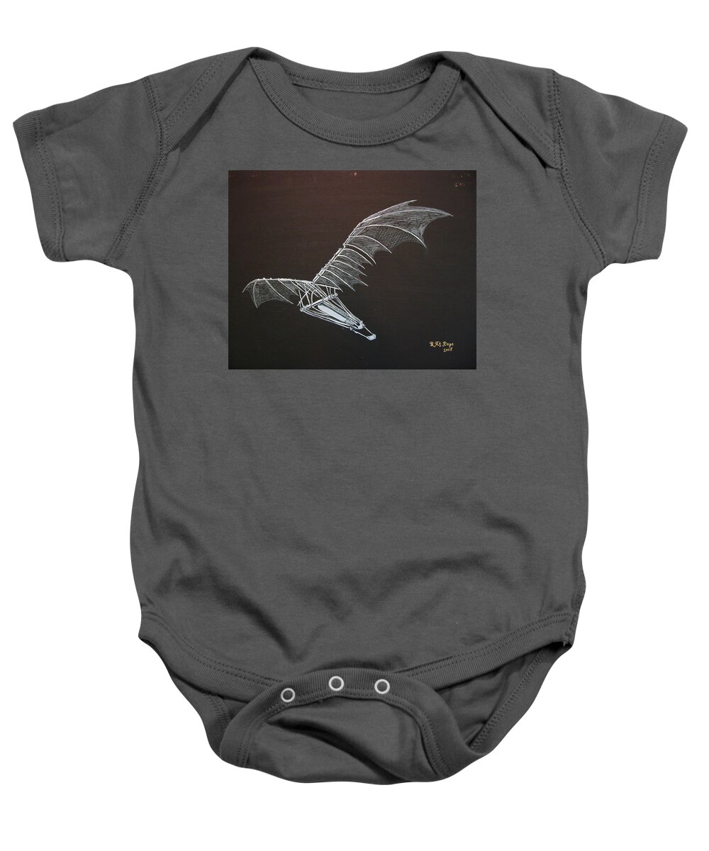 Flying Baby Onesie featuring the painting Da Vinci Flying Machine by Richard Le Page