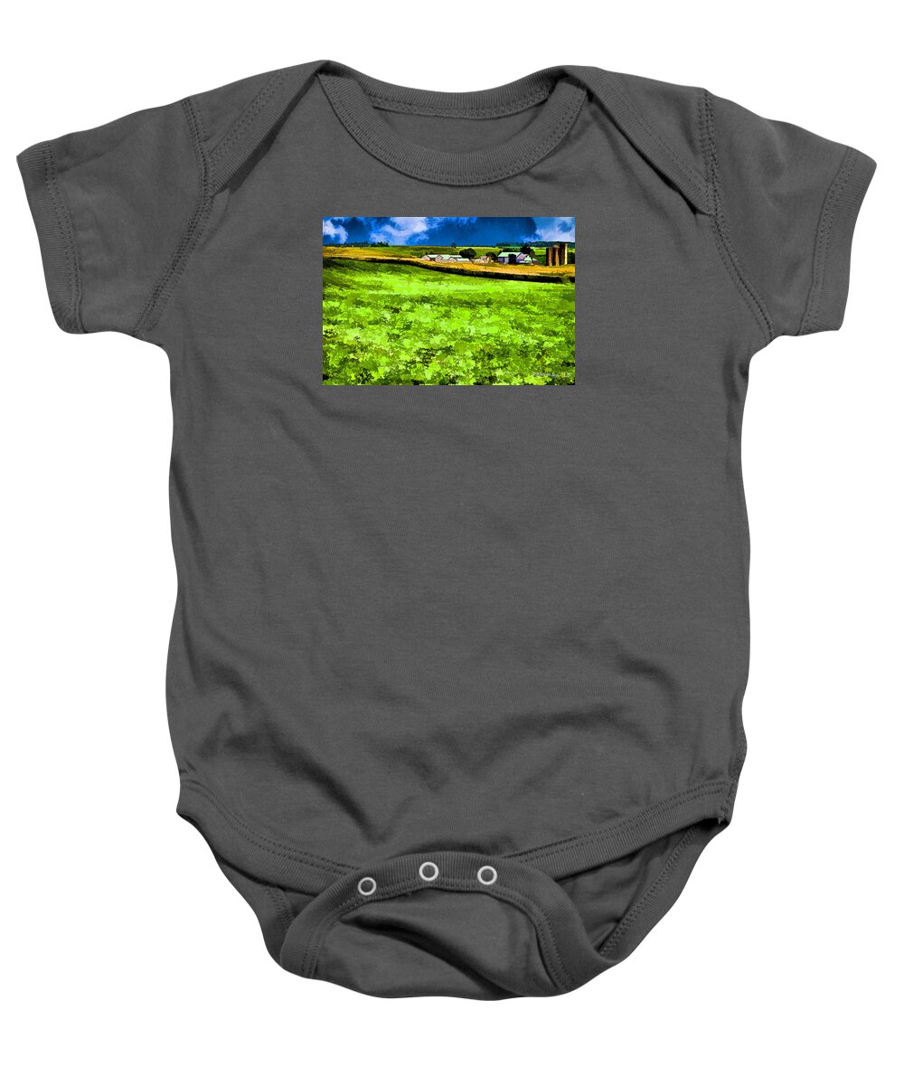 Dairy Baby Onesie featuring the photograph Dairy Farm Digital Painting by Roger Passman