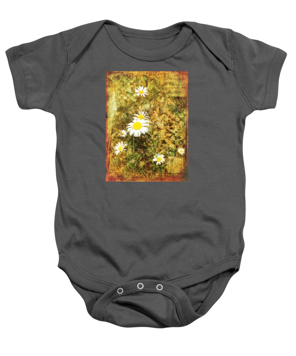 Daisy Glow Baby Onesie featuring the mixed media Daisy Glow by Bellesouth Studio
